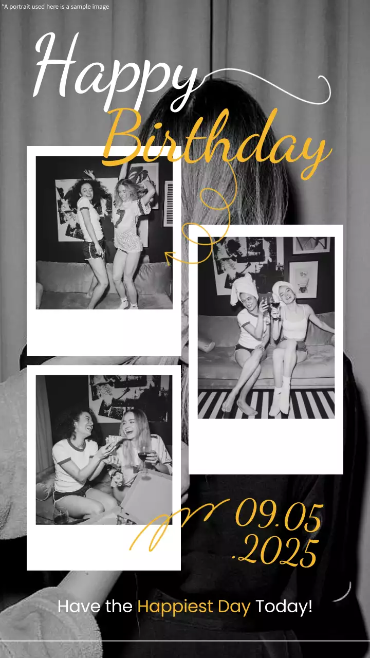 블랙 레트로 생일 초대장 인스타그램 포스트