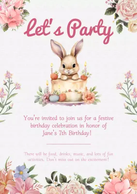 Pink Floral Birthday Invitation Poster