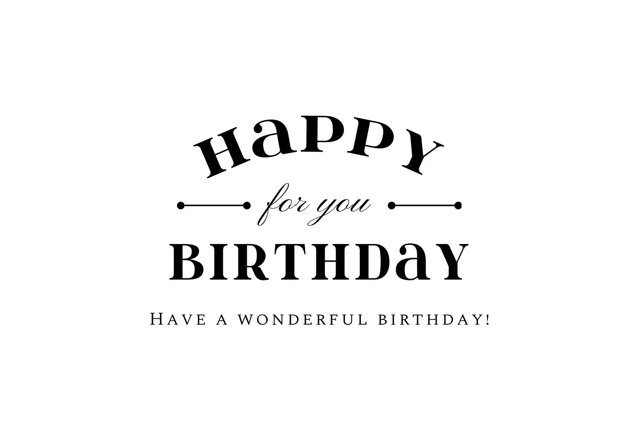 검정색 텍스트와 라인 일러스트로 이루어진 생일 엽서봉투