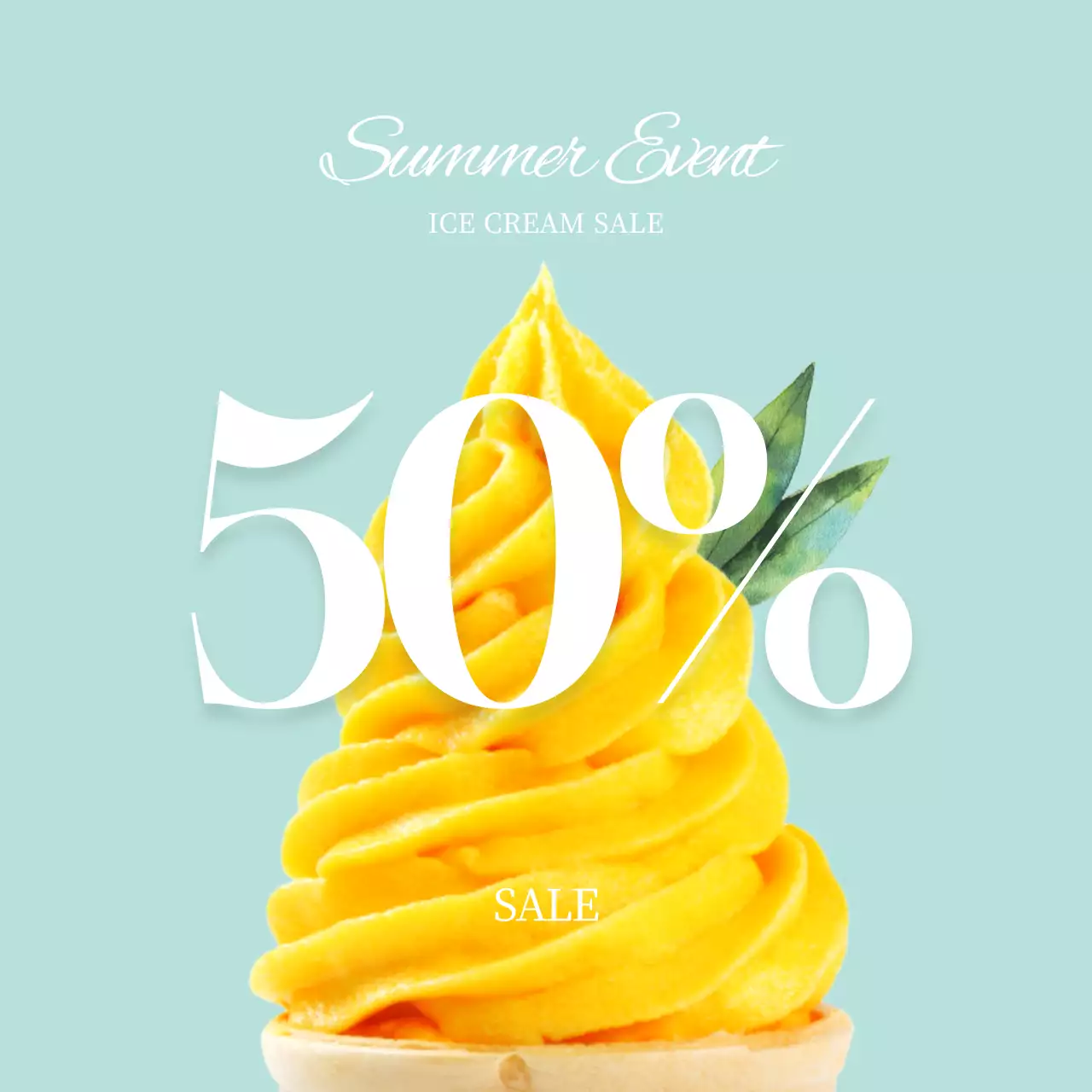 Mint and yellow ice cream summer sale banner