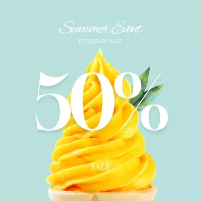 Mint and yellow ice cream summer sale banner