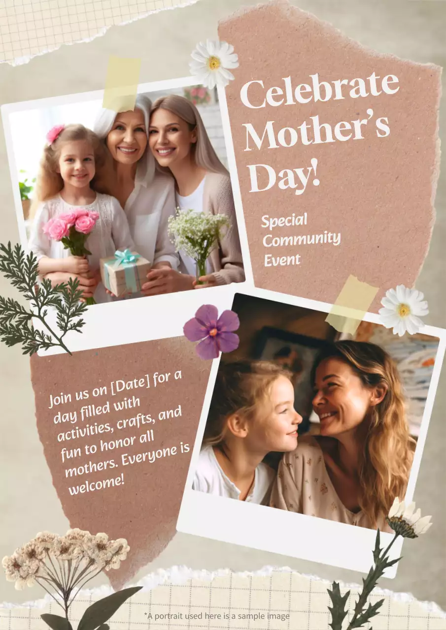 Beige Rustic Mother's Day Event Poster