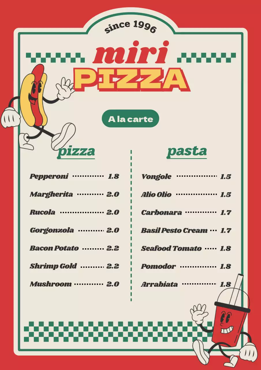 Colorful Trendy Menu Design Poster