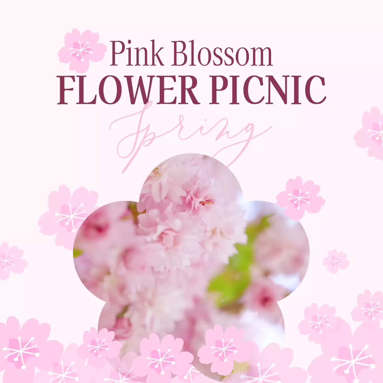 핑크색의 화사한 컨셉의 벚꽃 행사 홍보 내용