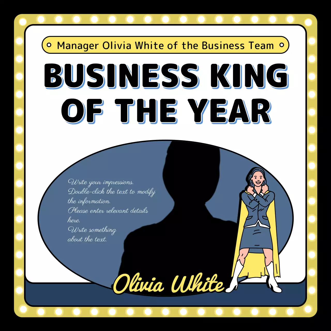 End of the year event illustration in yellow blue black