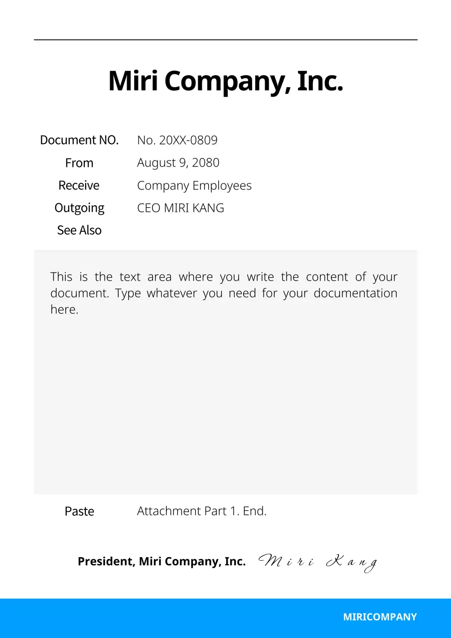 Blue Professional Document Reference