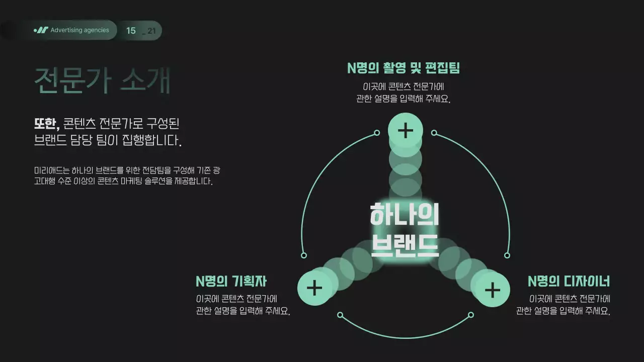 네온색과 연두색의 모던한 광고업체 소개서