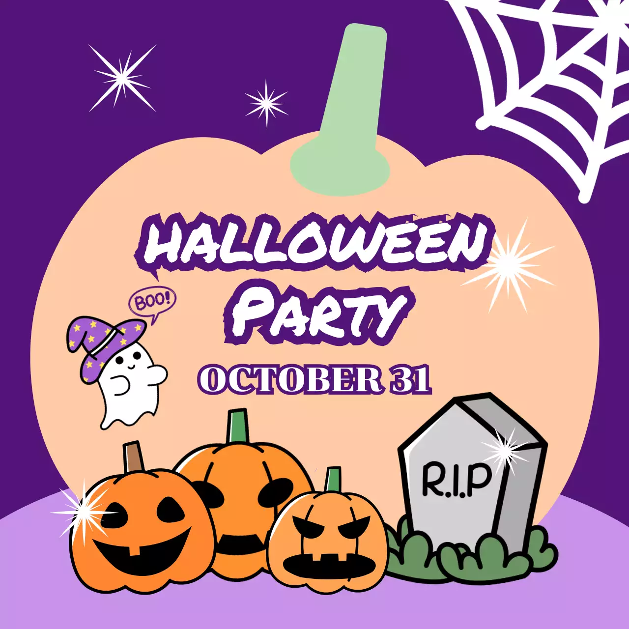 할로윈 호박 배경의 귀여운 할로윈 파티 홍보물