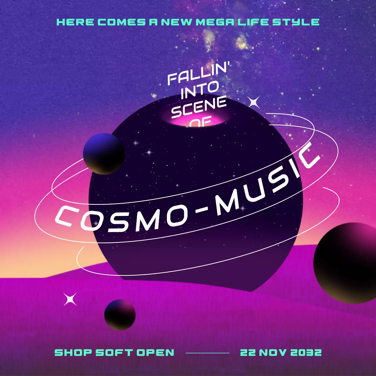 Black and purple space planet concept album cover