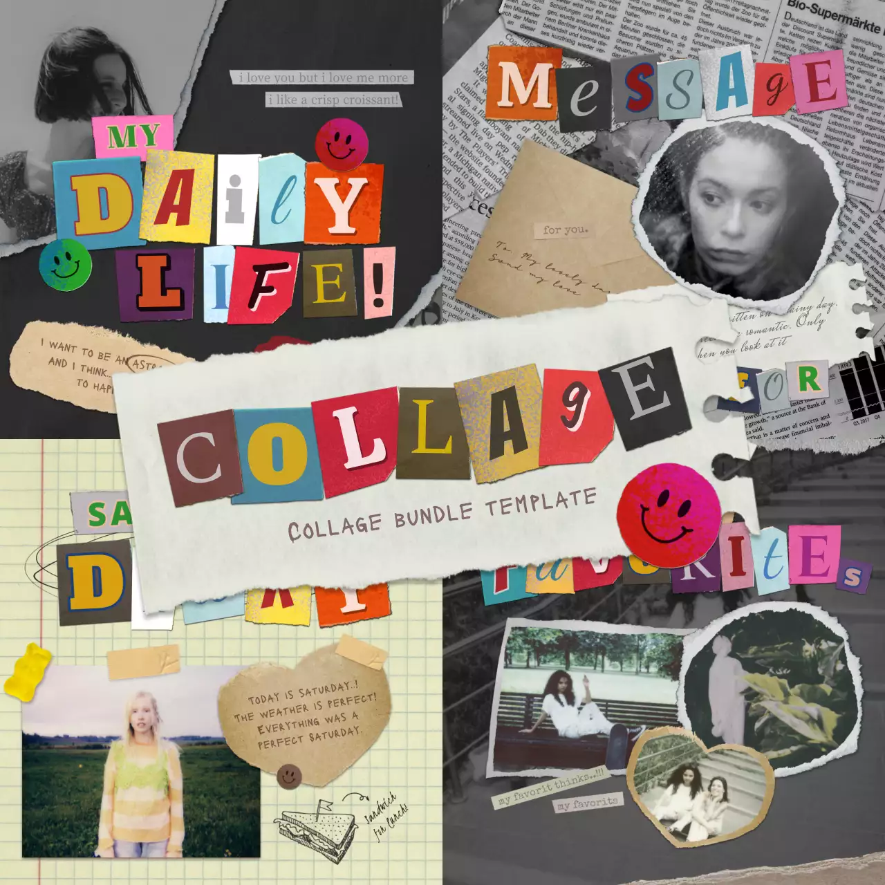 Colorful Retro Collage Template Promotion Social Media Post