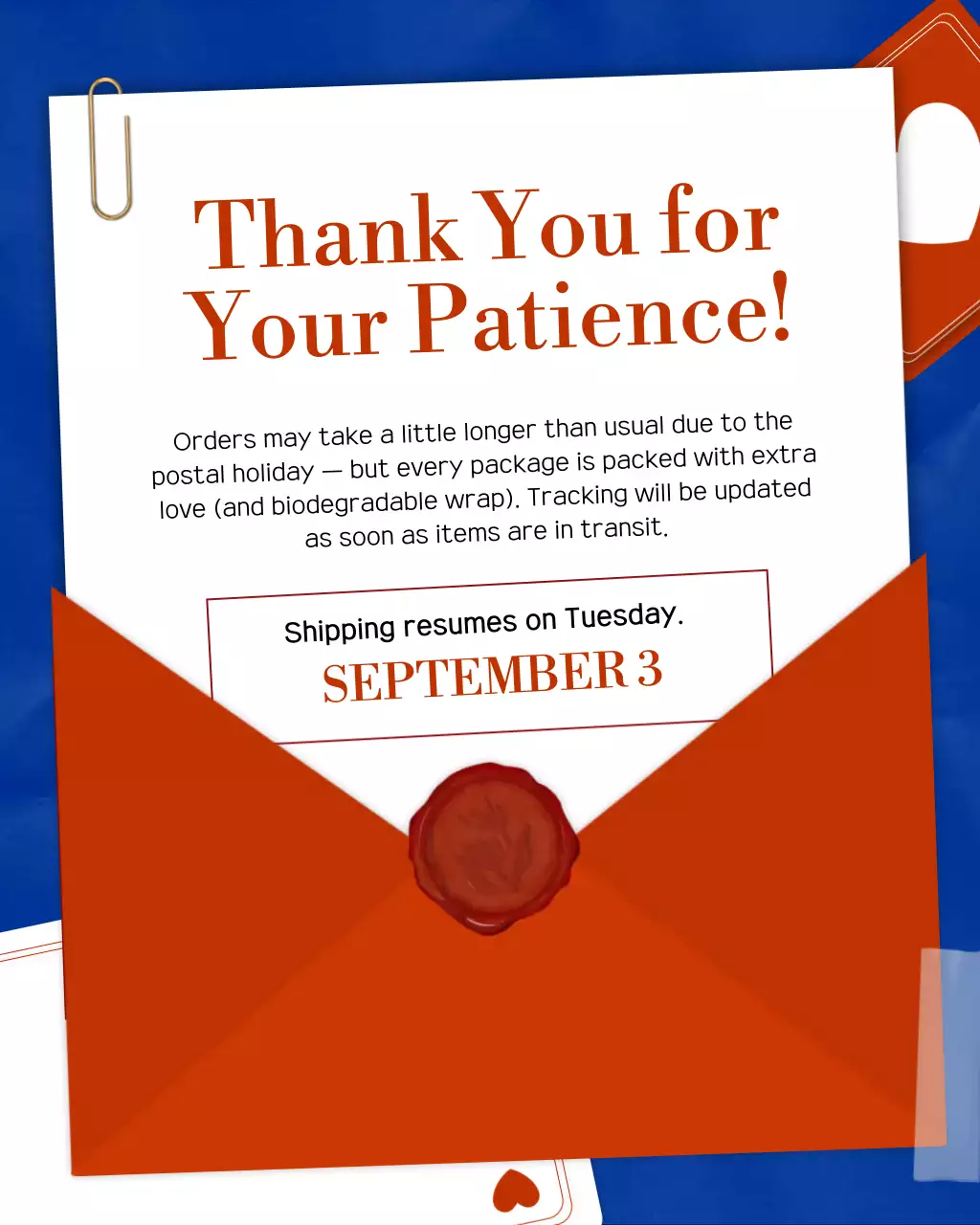 Red Elegant Shipping Announcement Instagram Post