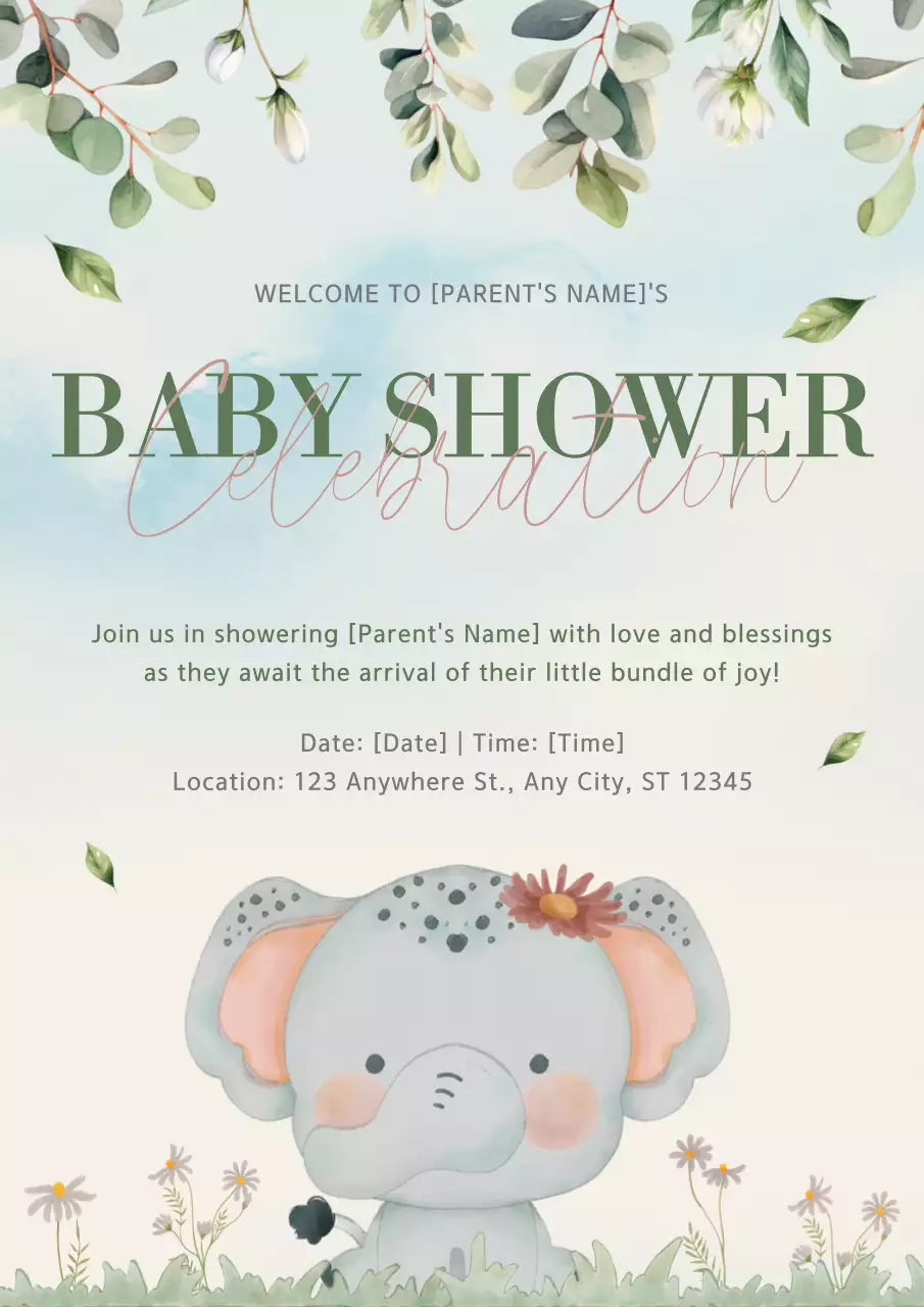 Green Elegant Baby Invitation Poster