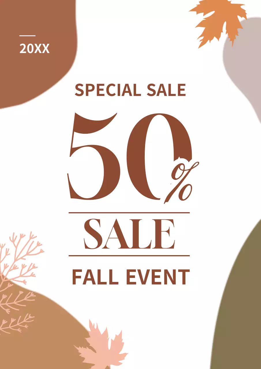 Promote a fall sale with brown shapes and autumn colors