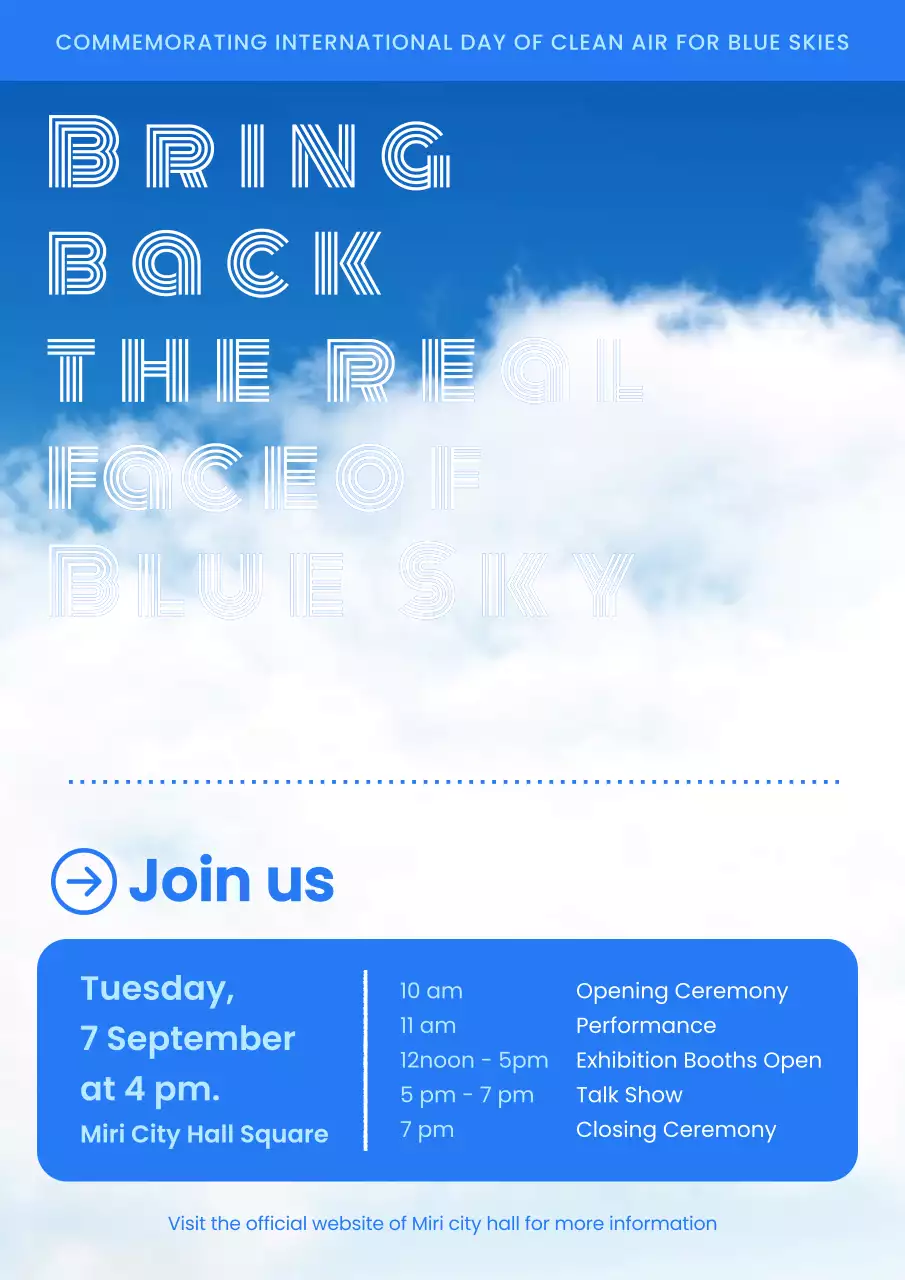 하늘색과 흰색의 심플한 환경 보호 이벤트 홍보