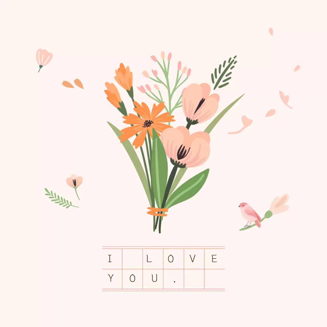 Beige Floral Love Letter Instagram Post