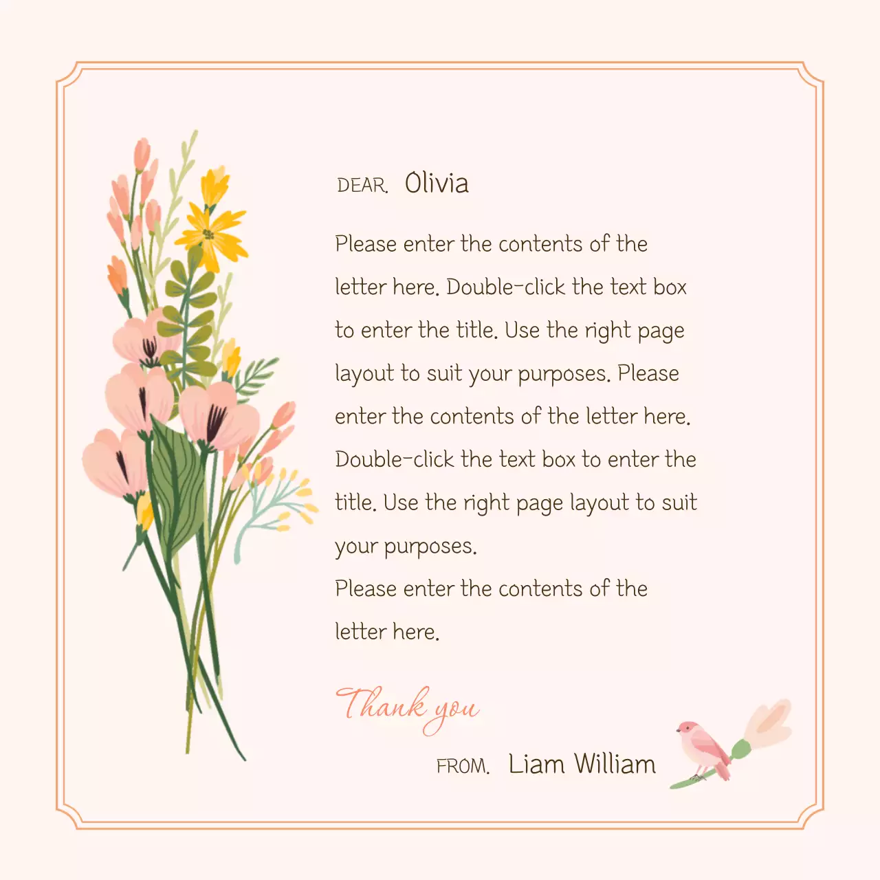 Beige Floral Love Letter Instagram Post