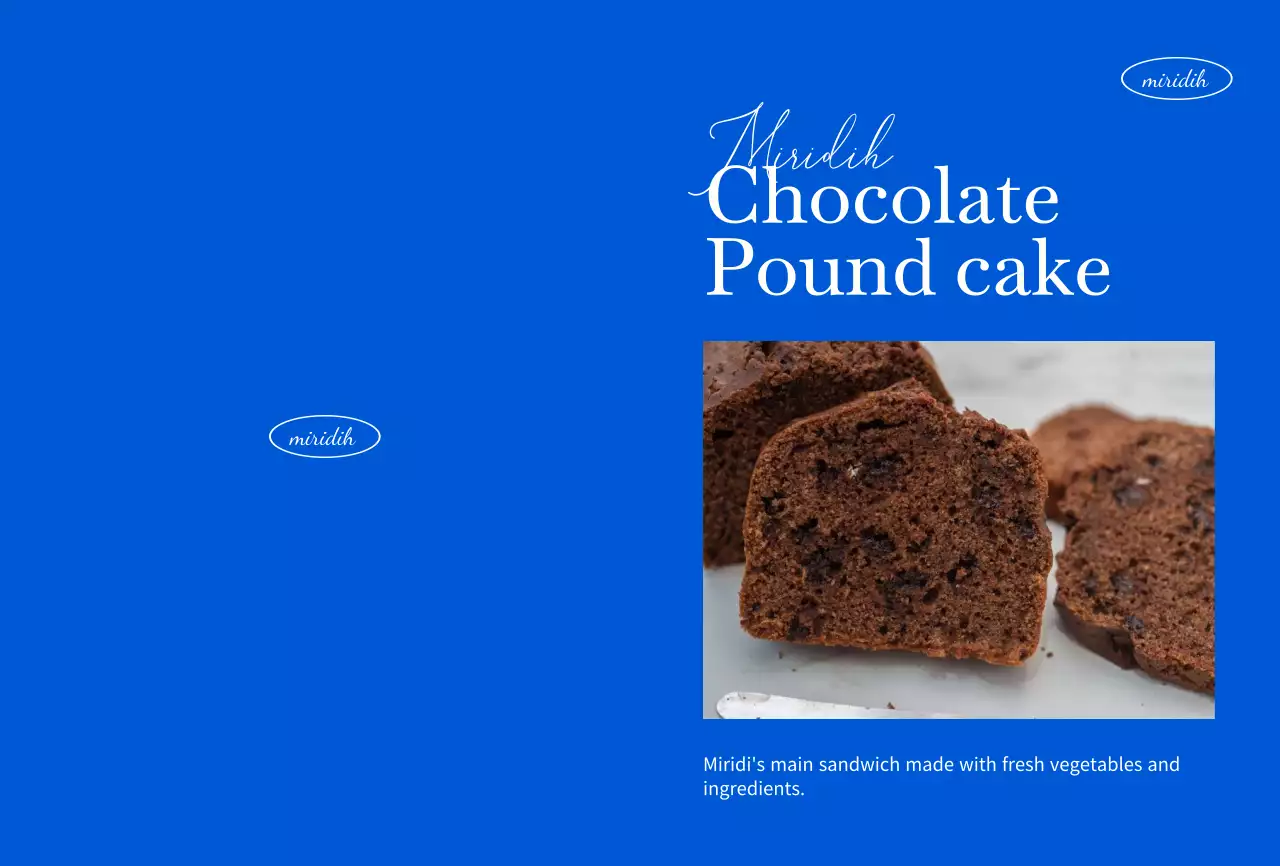 파란색의 깔끔한 카페 케이크 소개