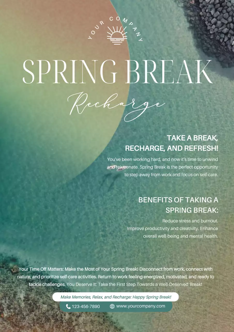 Teal Modern Spring Break Promotion Poster