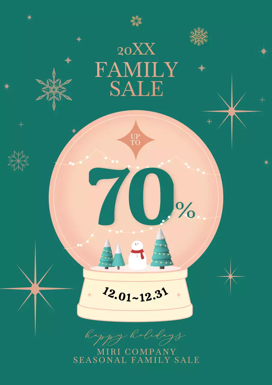 Sleek and simple family sale poster in green color