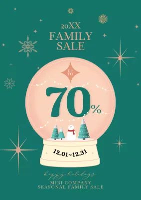 Sleek and simple family sale poster in green color