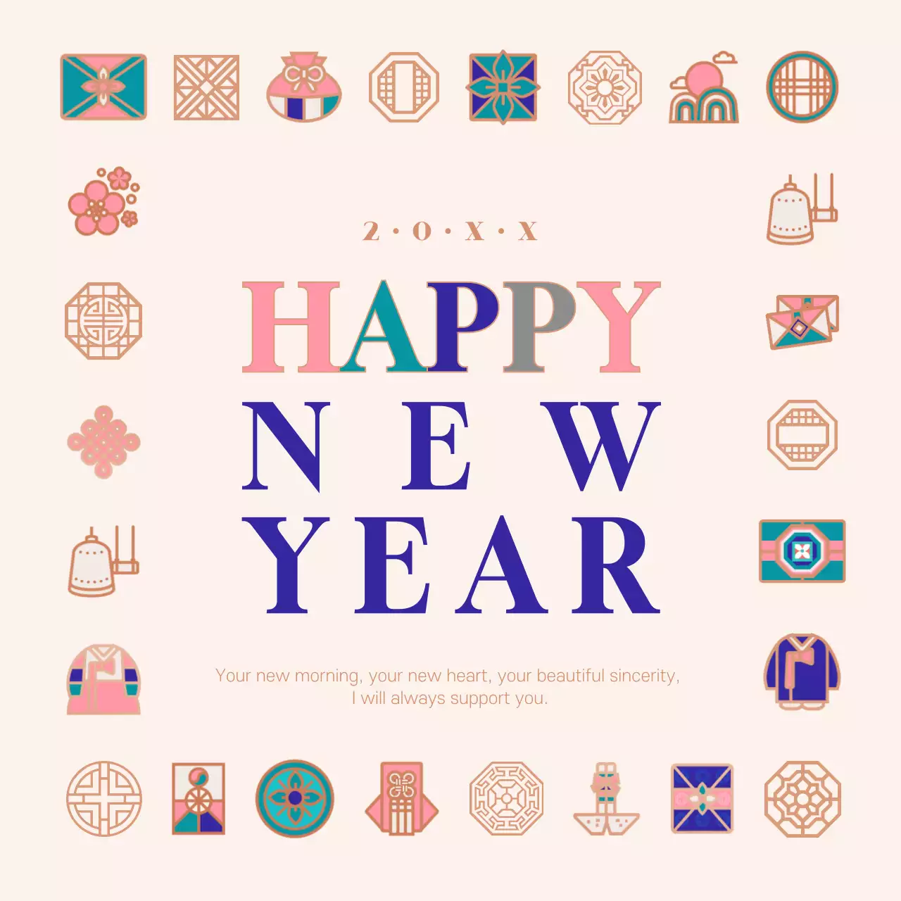 Beige Traditional New Year Card Instagram Post