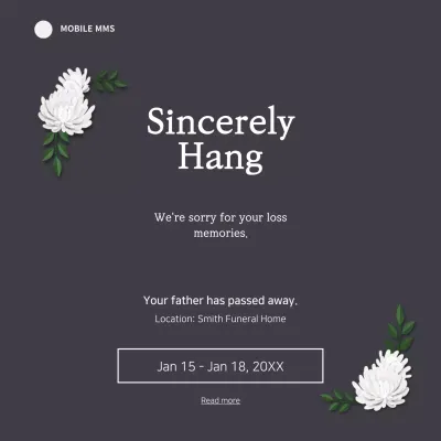 Grey Simple Condolence Announcement Social Media Post