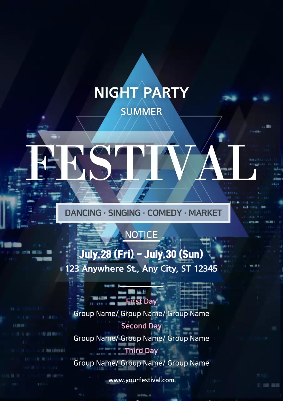 Blue Modern Festival Notice Poster