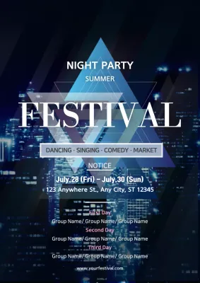 Blue Modern Festival Notice Poster