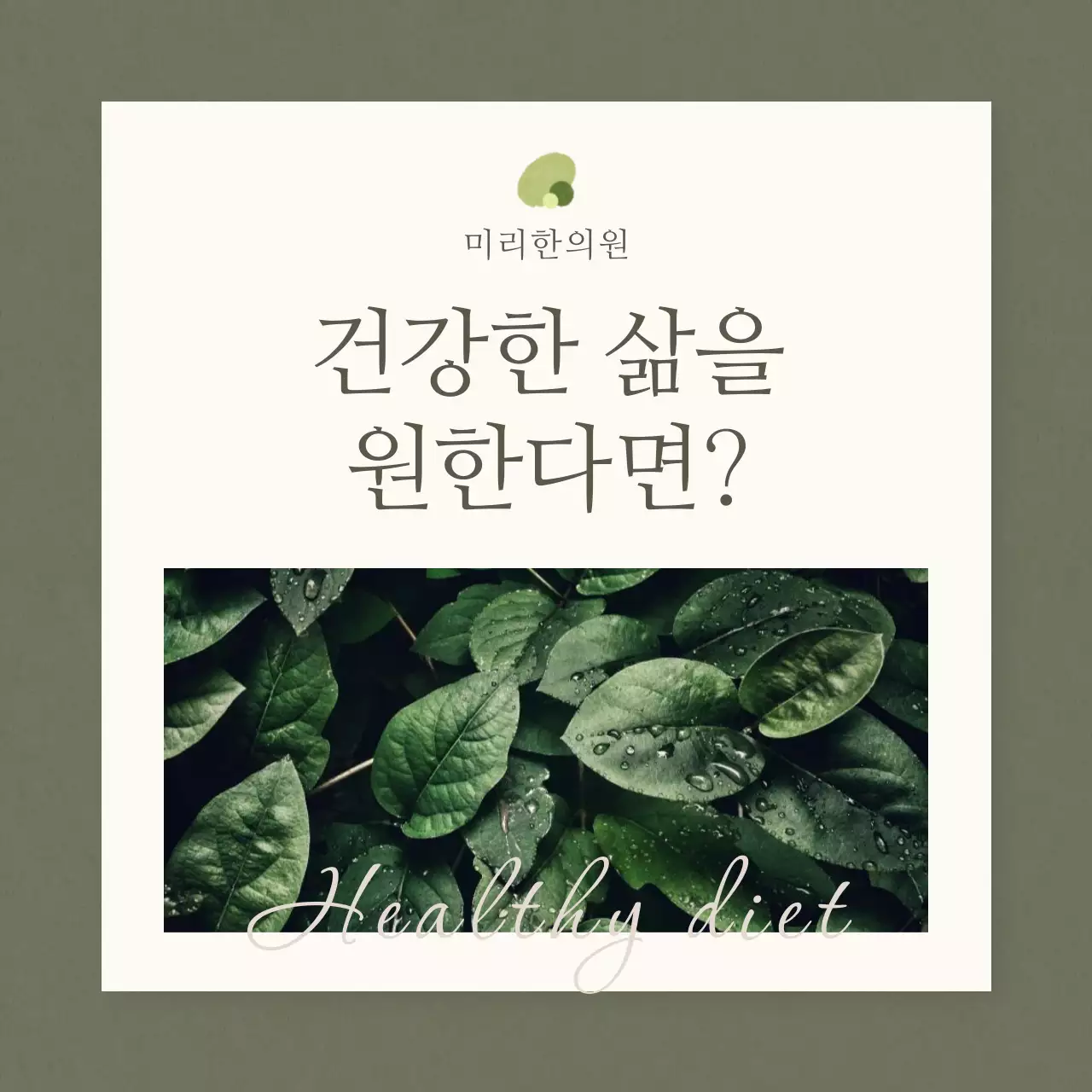 카키와 베이지의 심플한 한의원 다이어트 홍보