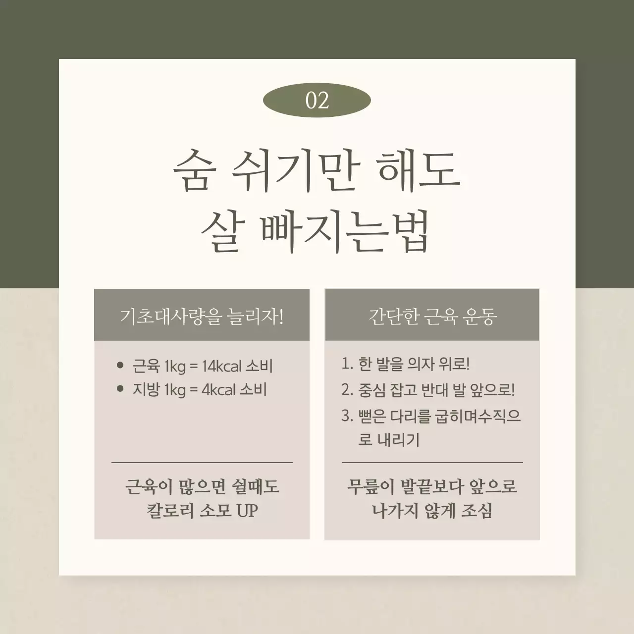 카키와 베이지의 심플한 한의원 다이어트 홍보