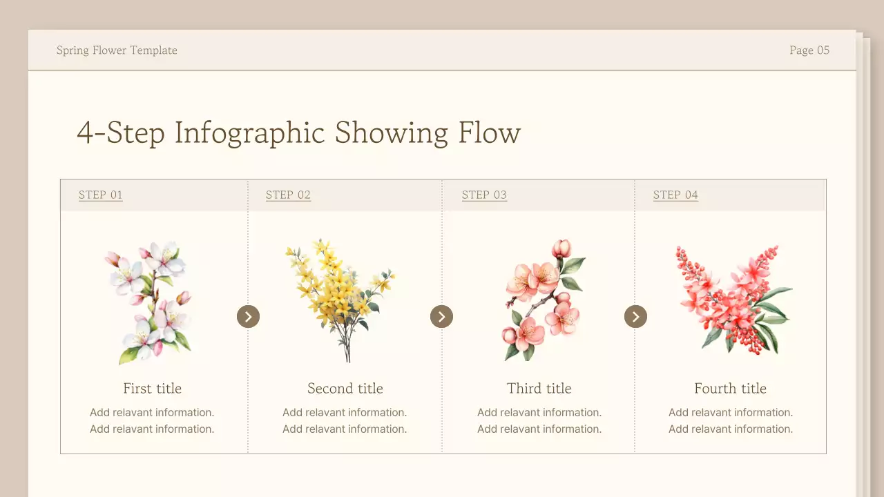 베이지색 우아한 꽃 템플릿 초대장 프레젠테이션