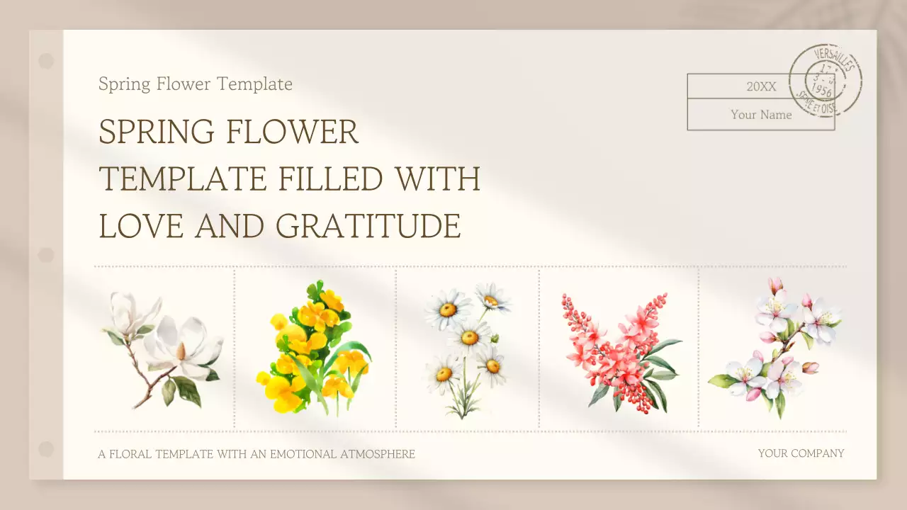 베이지색 우아한 꽃 템플릿 초대장 프레젠테이션