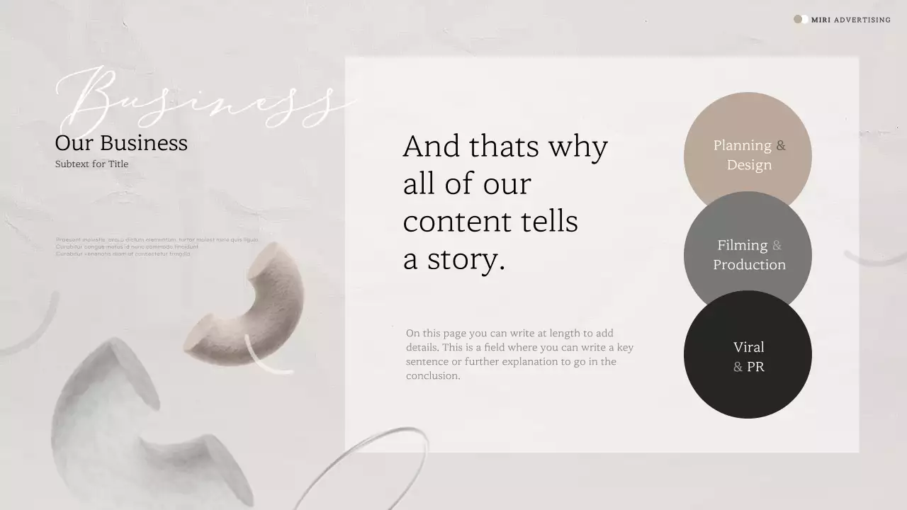 베이지색과 흰색의 고급스러운 스토리텔링형 기업 소개서