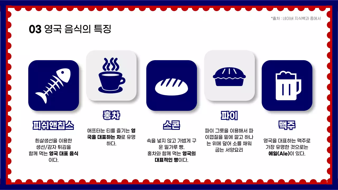 화이트톤에 단색으로 포인트를 준 심플한 국가 소개 교육자료