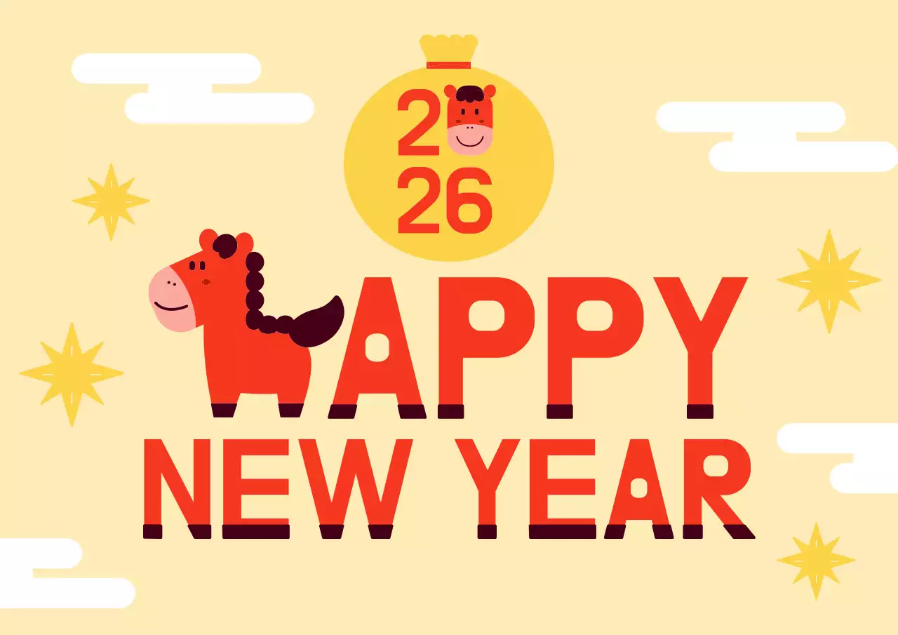 귀여운 말 캐릭터 2026 happy new year
