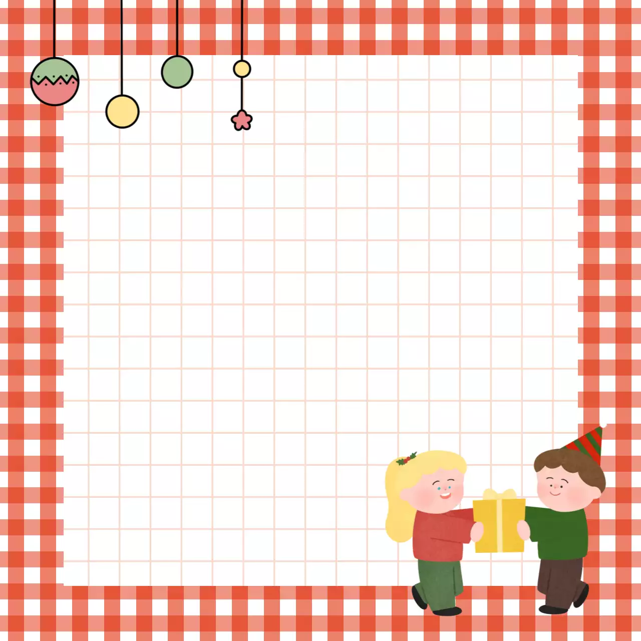 빨강 체크 아기자기한 크리스마스