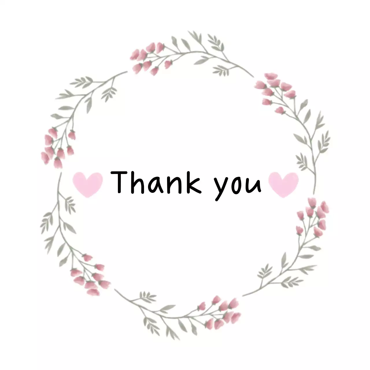 핑크 꽃무늬 심플 감사 엽서