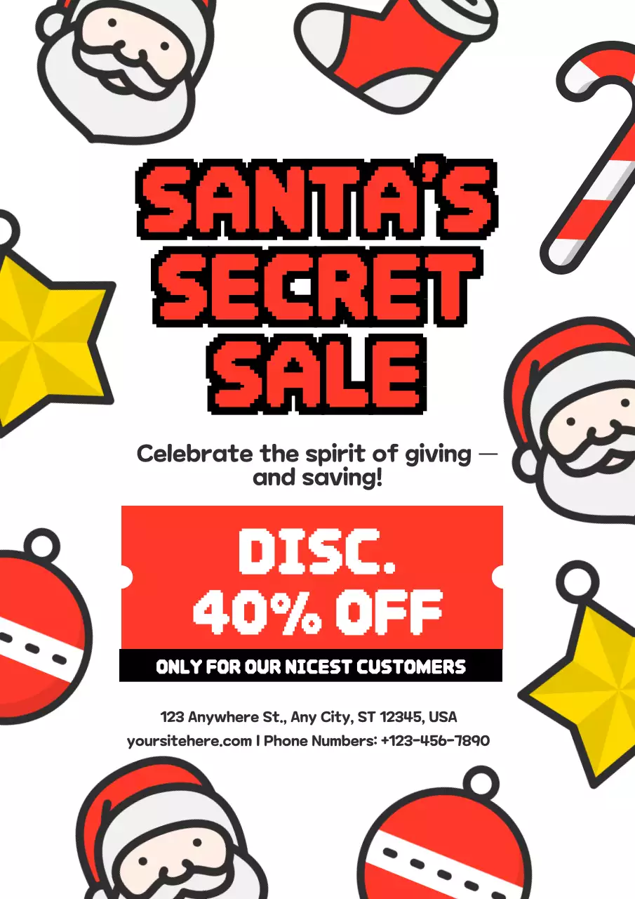 Red and White Santa Secret Sale Promotion in Bold Pop Art