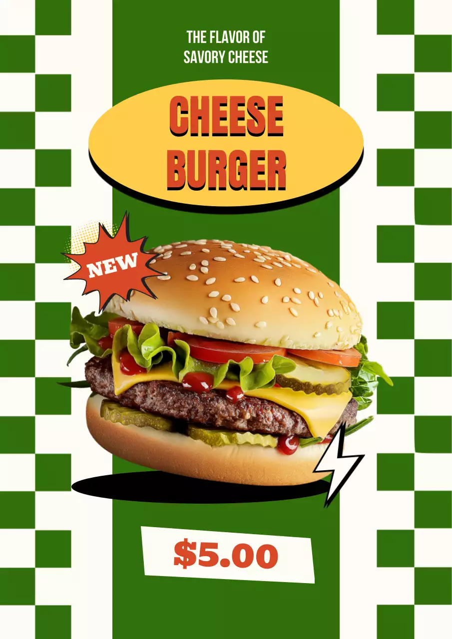 green retro cheeseburger promotion