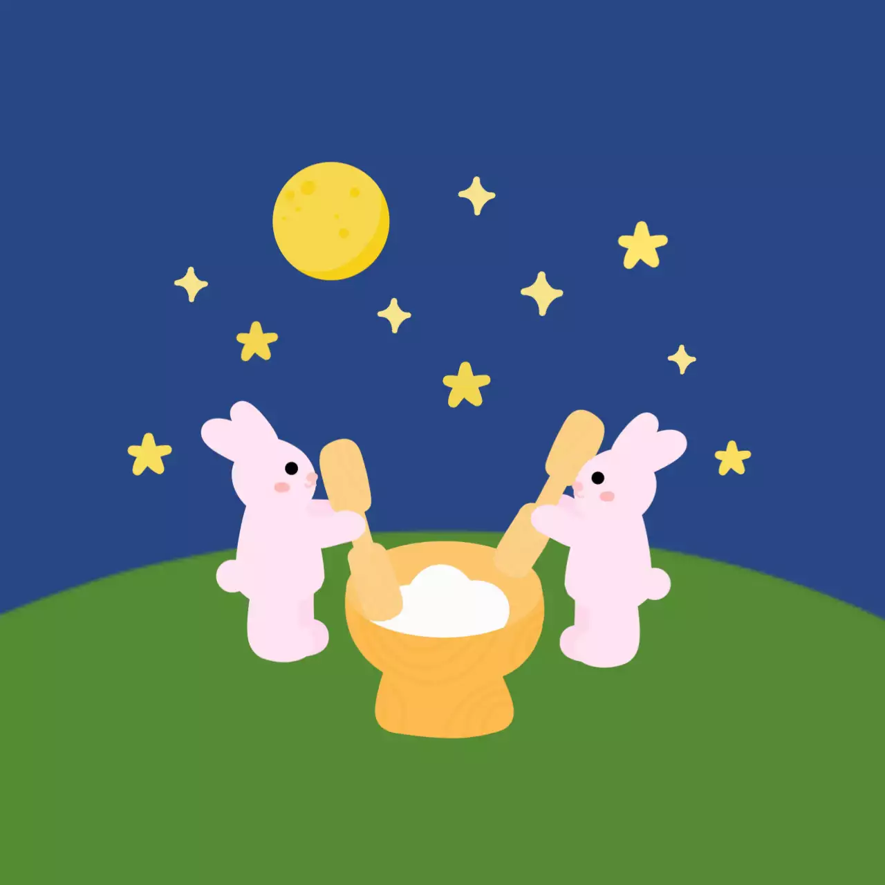 남색 아기자기한 달토끼