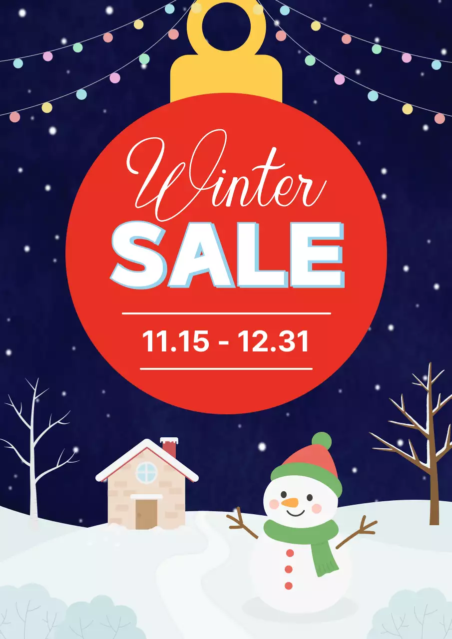빨강 아기자기한 겨울 세일 행사