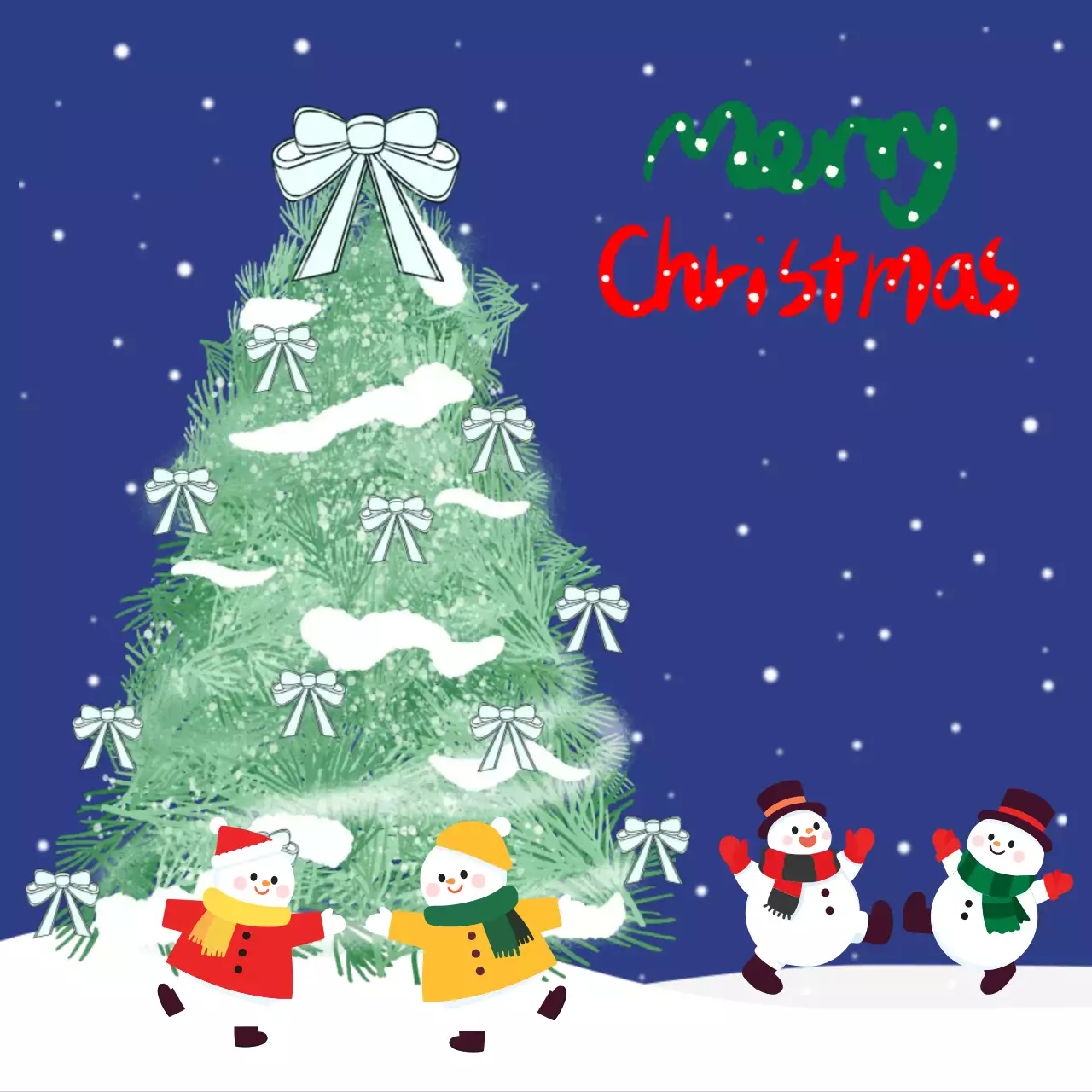 파랑 아기자기한 크리스마스 풍경