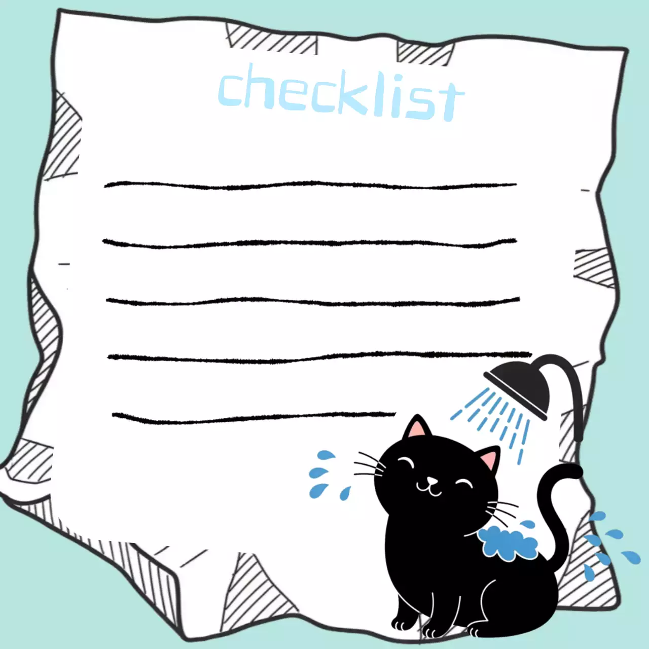 민트 아기자기한 고양이 체크리스트