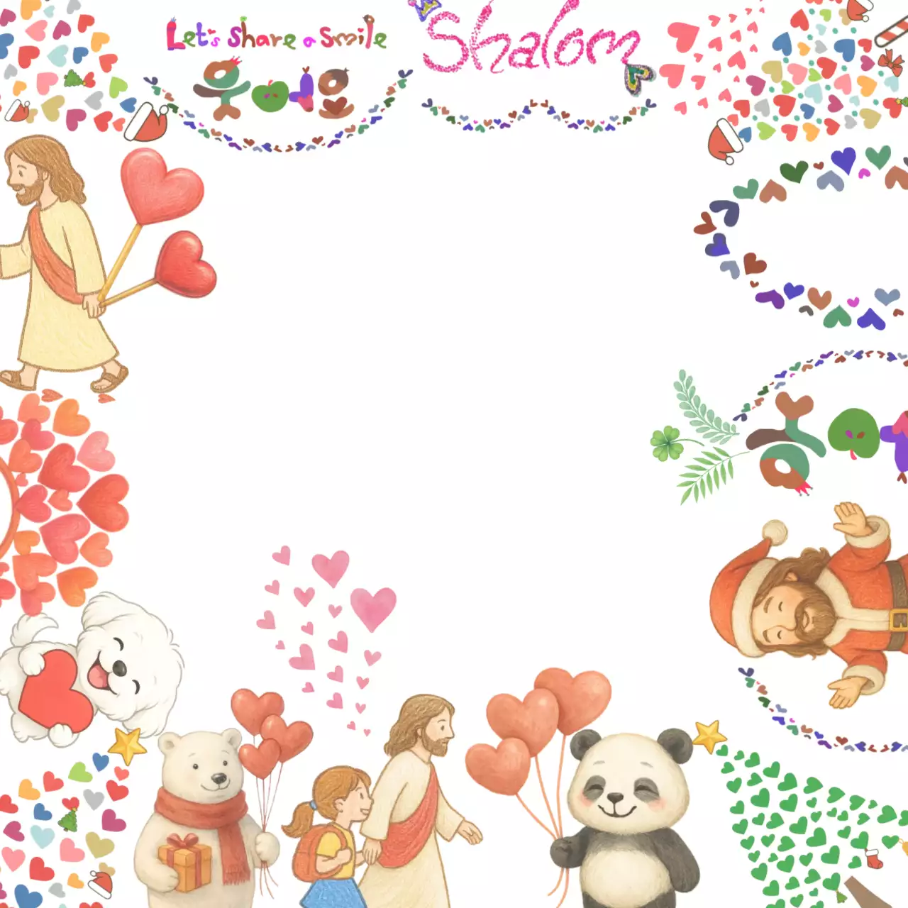 빨강 아기자기한 하트 웃음 꽃 피어나는 포토프레임