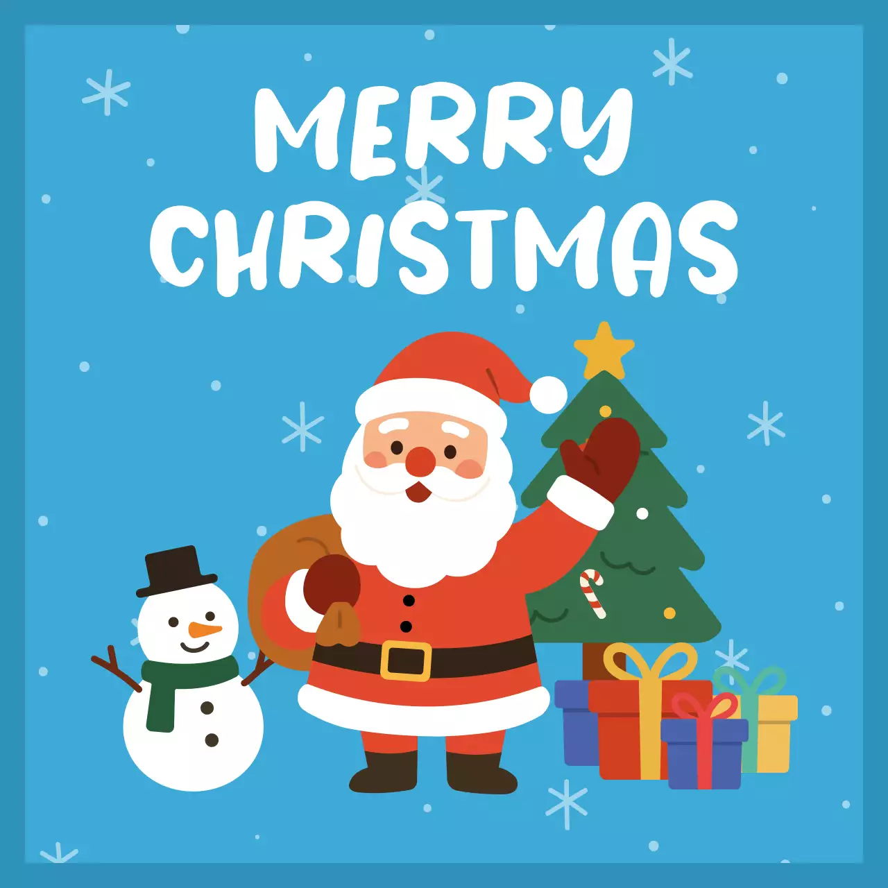 하늘색 아기자기한 크리스마스 카드