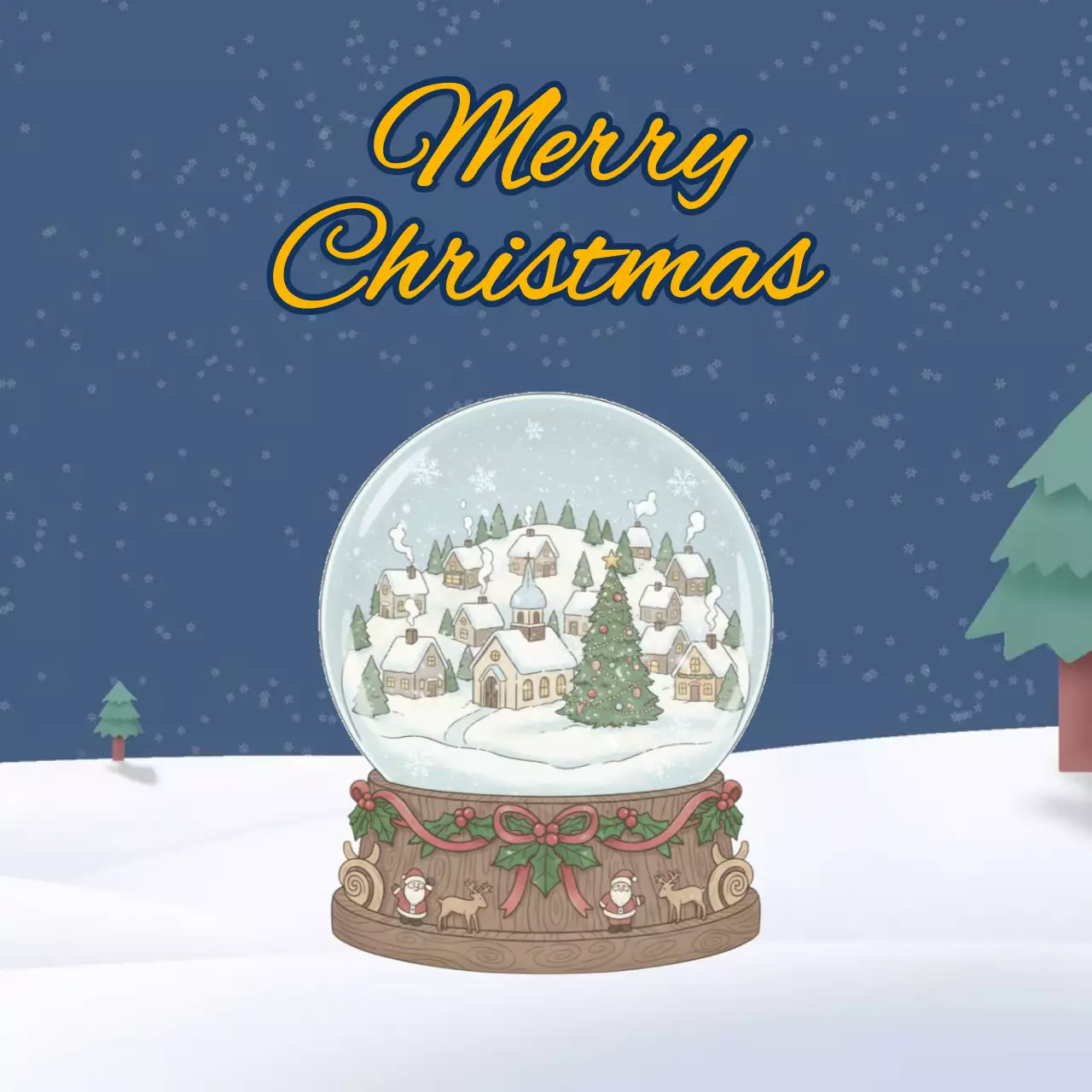 남색 빈티지 크리스마스 엽서