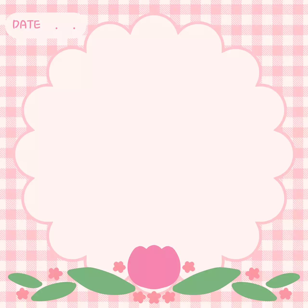 Alat tulis tulisan tangan motif bunga kotak-kotak merah muda