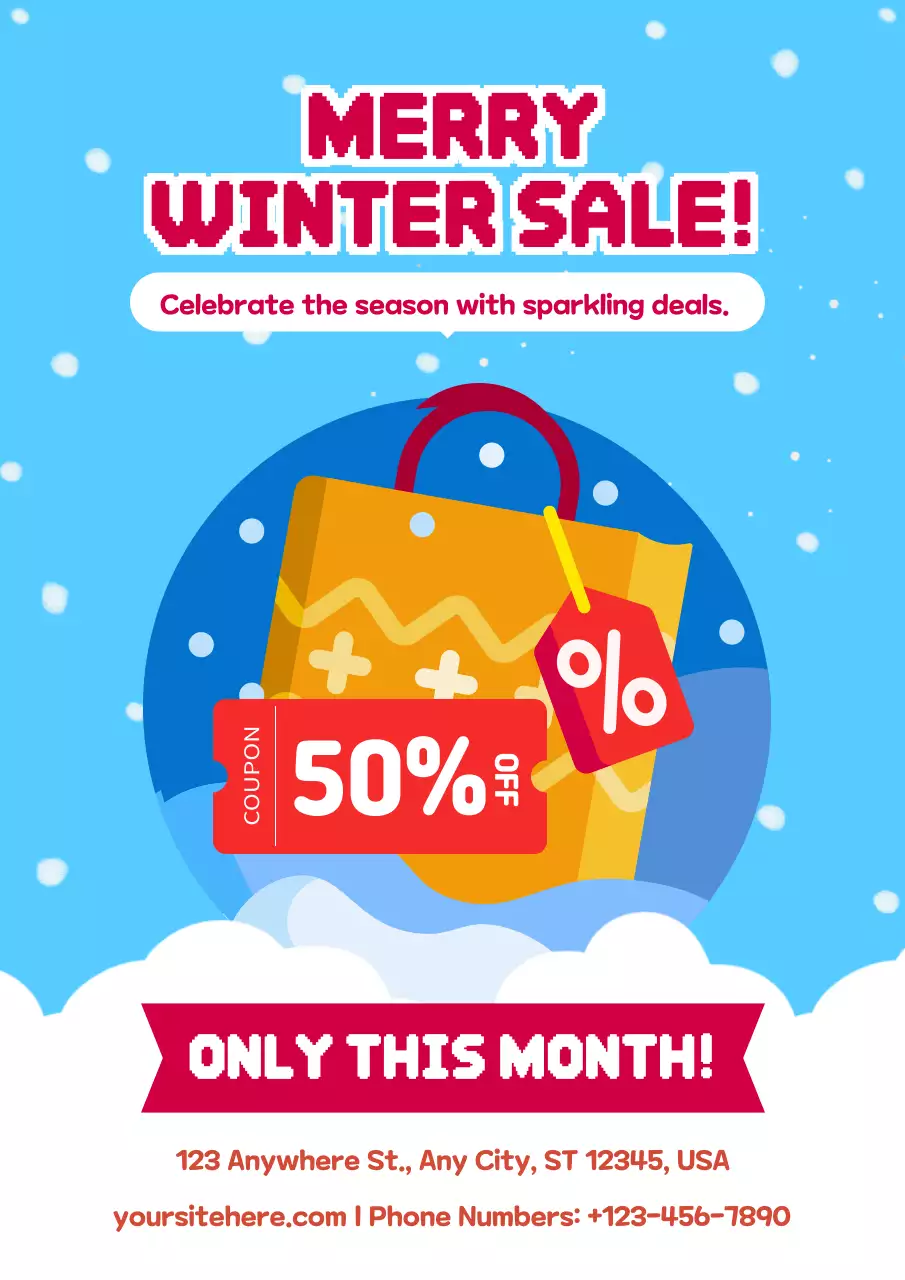 Blue and Orange Winter Sale Promotion in Modern Playful