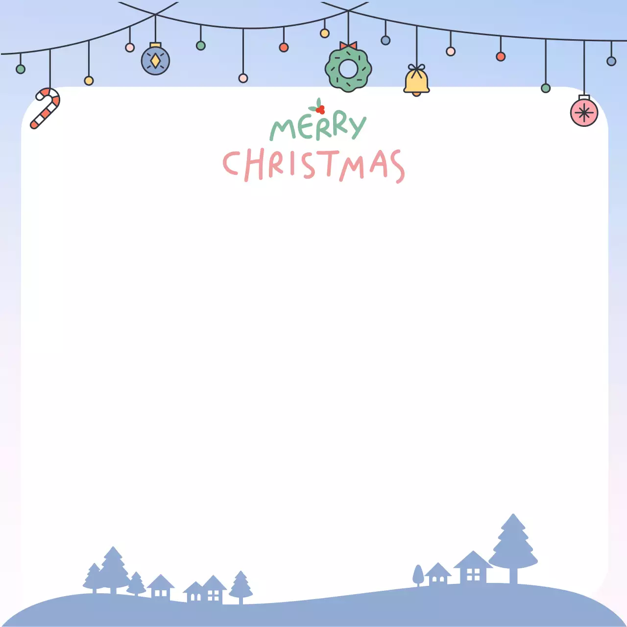 하늘색 아기자기한 크리스마스 카드