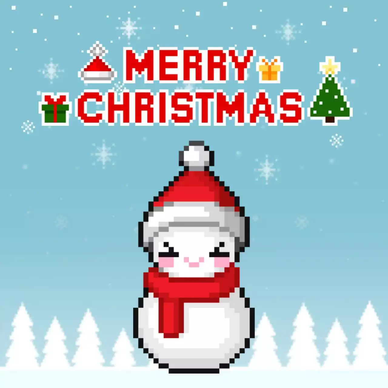 하늘색 레트로 크리스마스 카드